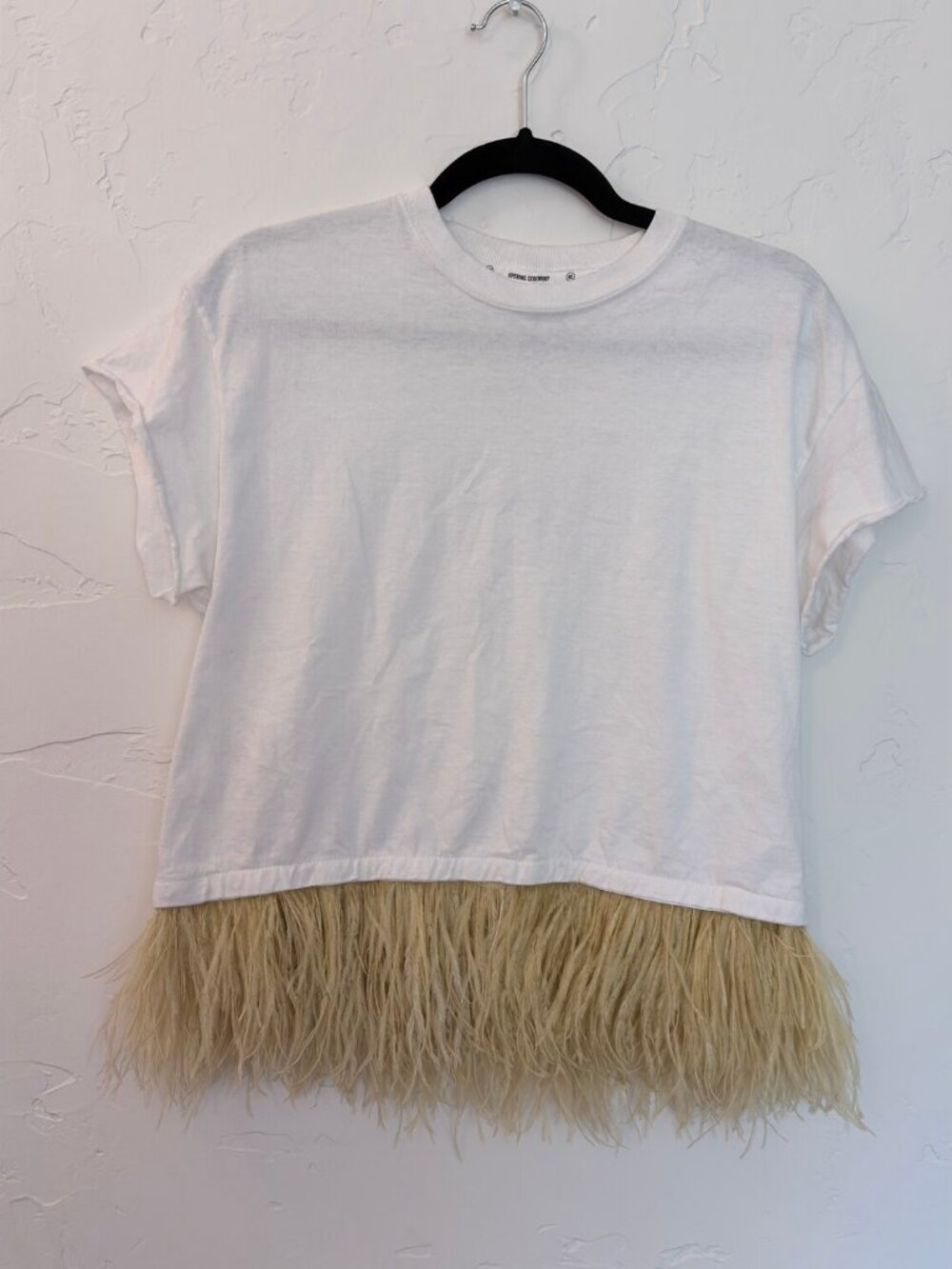 Opening Ceremony Ostrich Feather Hem Tee White XS/S